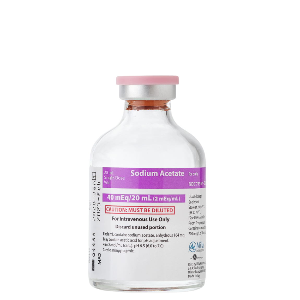Sodium Acetate 2mEq Injection 20 mL
